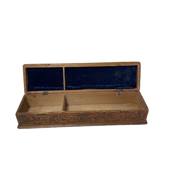 Wood Burned Rustic Flemish Art Wooden Box Made in NY - Picture 8 of 11